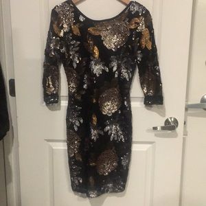 3/4 sleeve sequin NYE dress